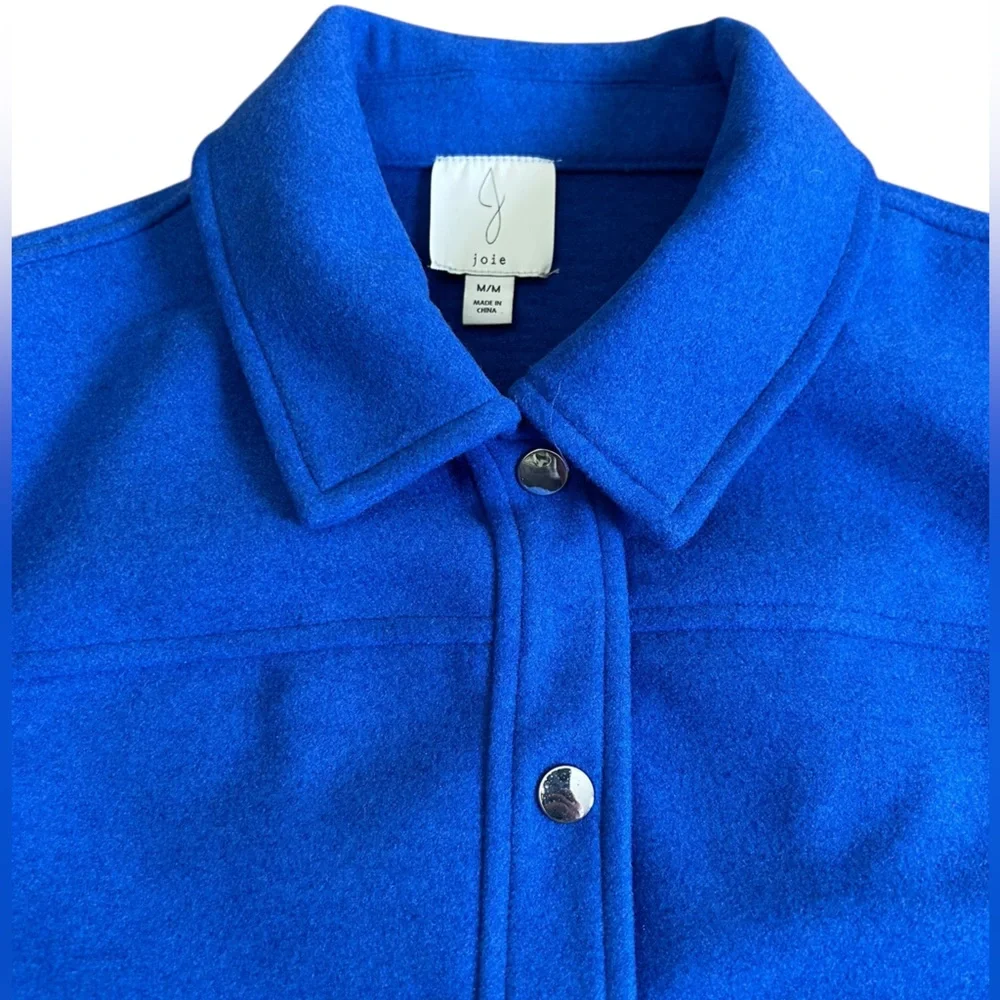 JOIE Felted Blazer Jacket Blue Snap Buttons Sz‎ Med